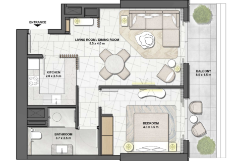 شقة في Maritime City, دبي 1غرف نوم, 71 م² رقم 92574 - صورة 4
