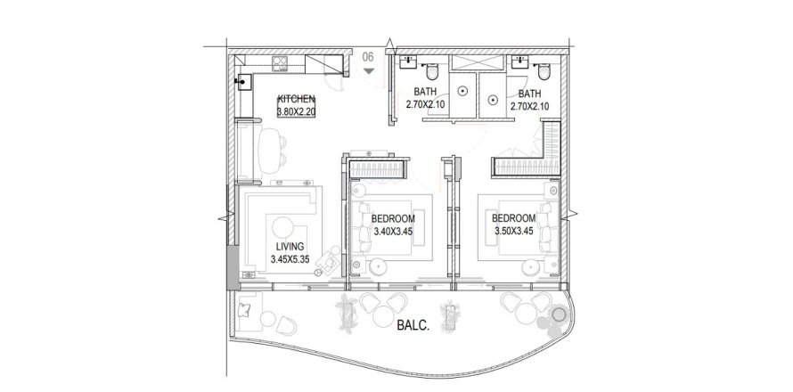 Appartement à The Pier Residence à Maritime City, Dubai, 2 chambres, 103.68 m², № 39842