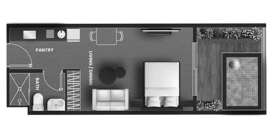 Appartement plan d'étage «0BR-4» à VINCITORE AQUA FLORA