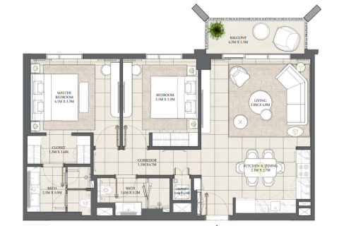 شقة في خور دبي, دبي 1غرف نوم, 57 م² رقم 92671 - صورة 6