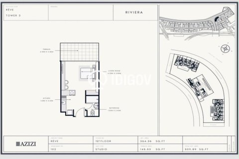 Квартира в Meydan, Дубай, студия, 46.27м², № 124619