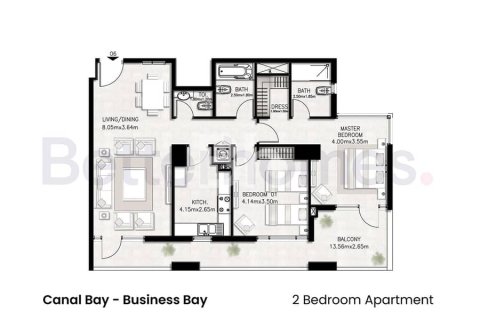 Appartement à Business Bay, Dubai, 2 chambres, 123 m², № 23994 - photo 2
