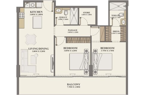 Apartamento en Al Furjan, 2 dormitorios, 112.63 m², № 31474 - foto 2
