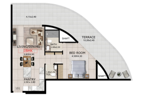 Apartamento en Dubai, estudio, 37 m², № 92716 - foto 4