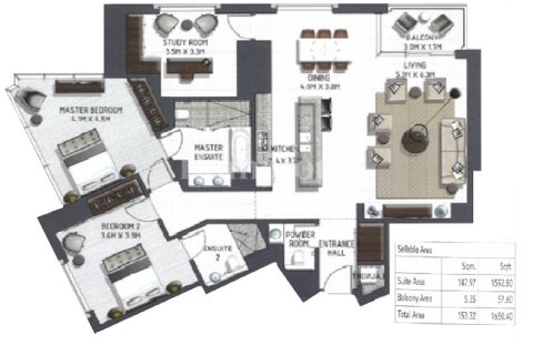 شقة في Vida Residence Downtown, وسط مدينة دبي, دبي 2 غرف نوم, 152.36092000 م² رقم 78130 - صورة 22