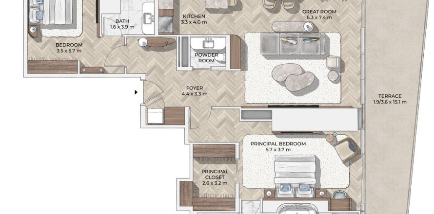 Apartamento en Mr.C Residences Downtown en City Walk, 2 dormitorios, 207 m², № 31482