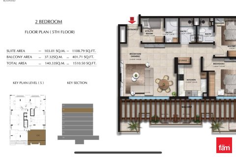 شقة في دبي 2 غرف نوم, 140.3 م² رقم 113028 - صورة 9