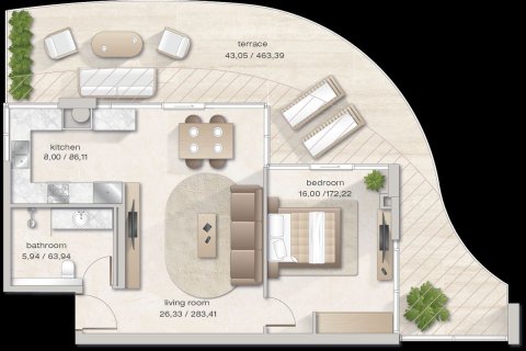 Appartement à Dubai, 1 chambre, 106.3 m², № 58119 - photo 2