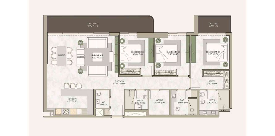 Квартира в HELVETIA в Джумейра Вилладж Серкл, Дубай, 3 спальни, 152.5м², № 31224