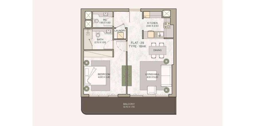 Квартира в HELVETIA в Джумейра Вилладж Серкл, Дубай, 1 спальня, 60.85м², № 31222