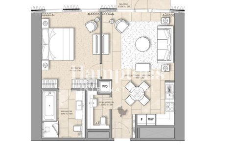 Квартира в Dubai Creek Harbour (The Lagoons), Дубай, 1 спальня, 72.4643м², № 90832