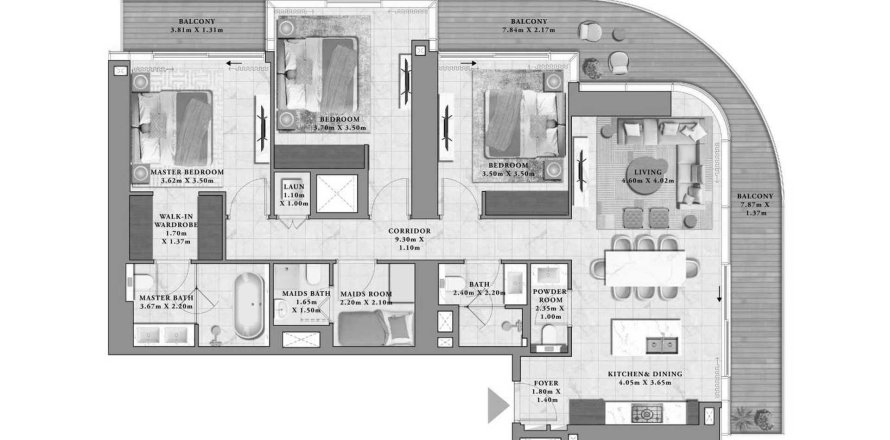 Apartamento en Avarra by Palace en Business Bay, Dubai, 3 dormitorios, 170.7 m², № 71962