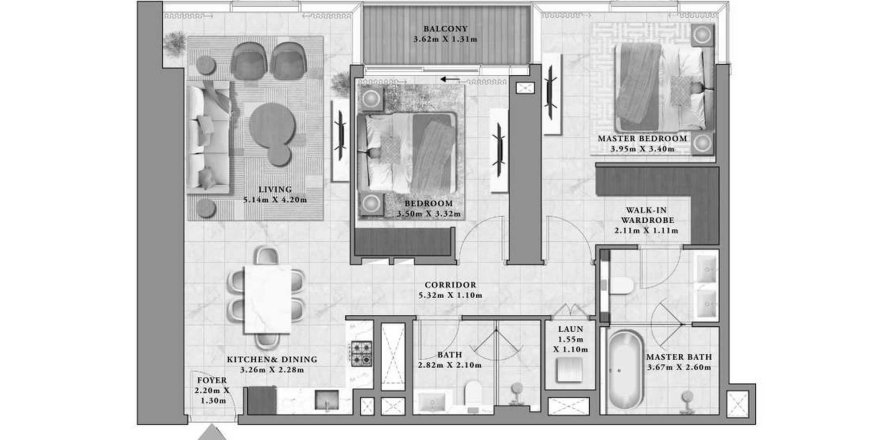 Apartamento en Avarra by Palace en Business Bay, Dubai, 2 dormitorios, 111.46 m², № 71961