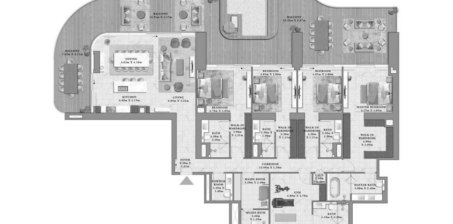 Apartamento en Avarra by Palace en Business Bay, Dubai, 4 dormitorios, 445.51 m², № 71963