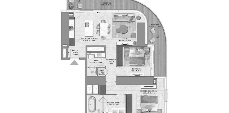 Apartamento en Avarra by Palace en Business Bay, Dubai, 2 dormitorios, 133.44 m², № 71960