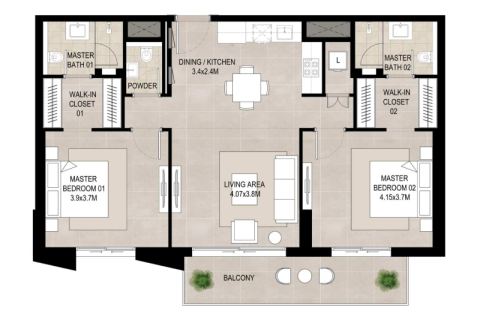 Apartment in Town Square, Dubai 1 bedroom, 67 sq.m. № 92498 - photo 4