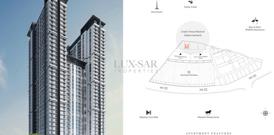 Квартира в Sobha Hartland, Дубай, 1 спальня, 45.3м², № 37308