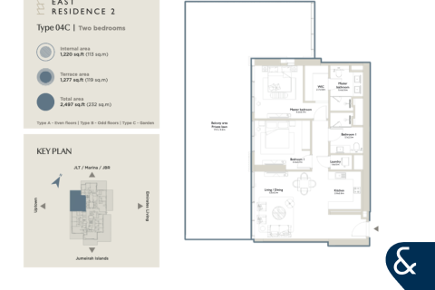Appartement à Jumeirah Islands, Dubai, 2 chambres, 122 m², № 98264 - photo 15