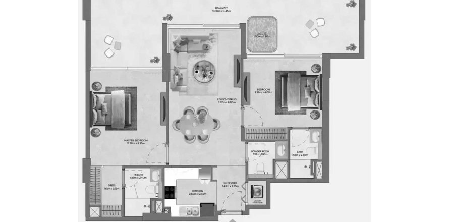 Appartement à Hermina by Casagrand à Dubai, 2 chambres, 129.88 m², № 109672