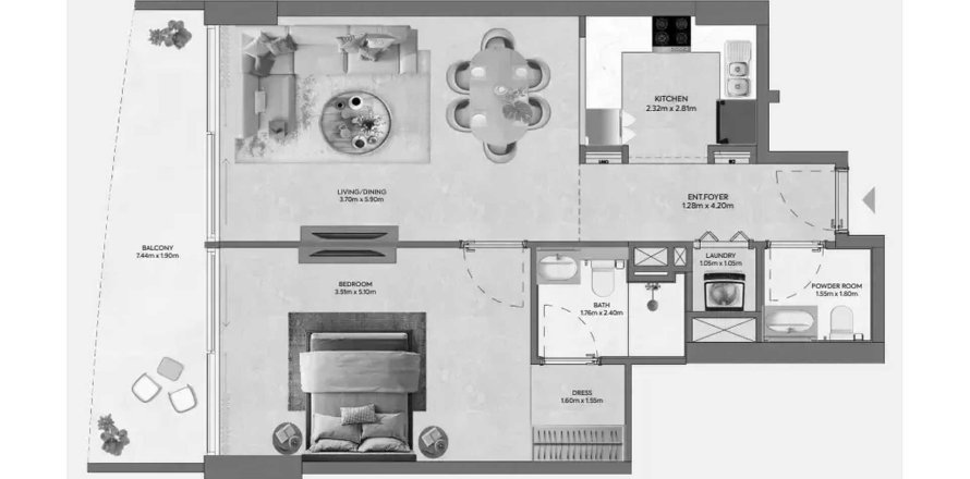 Appartement à Hermina by Casagrand à Dubai, 1 chambre, 80.36 m², № 109678