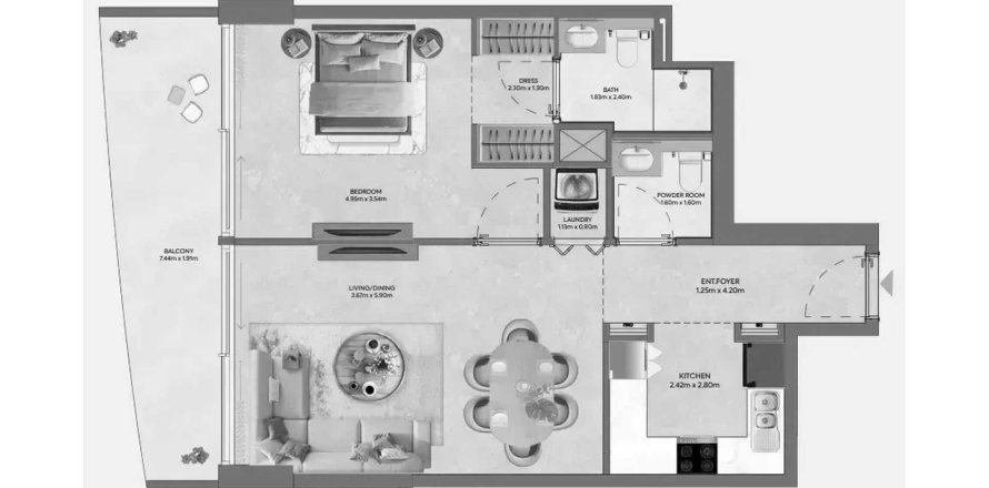 Appartement à Hermina by Casagrand à Dubai, 1 chambre, 76.83 m², № 109683