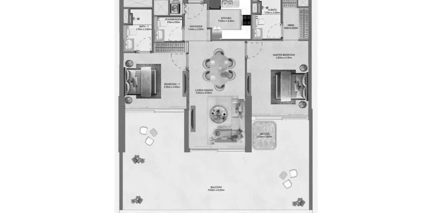 Appartement à Hermina by Casagrand à Dubai, 2 chambres, 153.48 m², № 109670