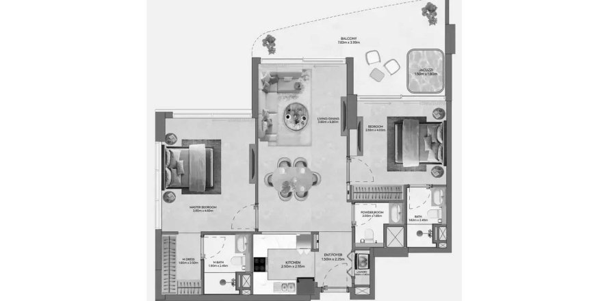 Appartement à Hermina by Casagrand à Dubai, 2 chambres, 110.83 m², № 109681