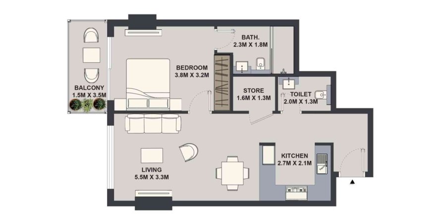 Appartement à MAISON ELYSEE à Jumeirah Village Circle, Dubai, 1 chambre, 63.73 m², № 31163