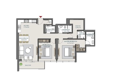 Apartment in Al Kifaf, Dubai 2 bedrooms, 117.5 sq.m. № 96311 - photo 3