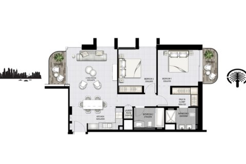 Apartamento en Dubai Harbour, Dubai, 2 dormitorios, 100.61952318 m², № 12608 - foto 30
