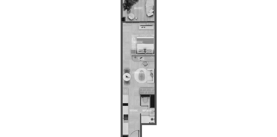 Квартира в SkyHills Astra в Al Barsha South, Аль-Барша, Дубай, 2 спальни, 89.6м², № 31409