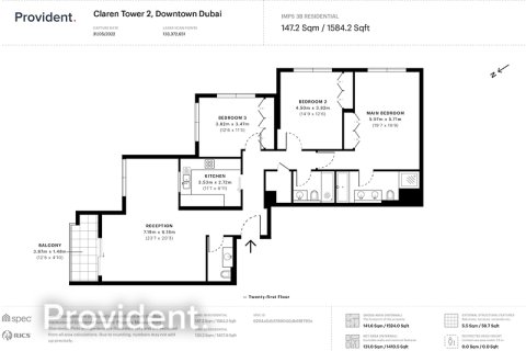 Apartamento en CLAREN TOWERS en Downtown Dubai (Downtown Burj Dubai), Dubai, 3 dormitorios, 159.7 m², № 30784 - foto 15