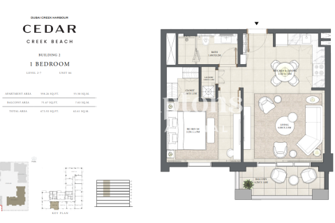Снять в аренду квартиру в Dubai Creek Harbour (The Lagoons), Дубай: 1 спальня, 63.03933065м², № 83369 - фото 9
