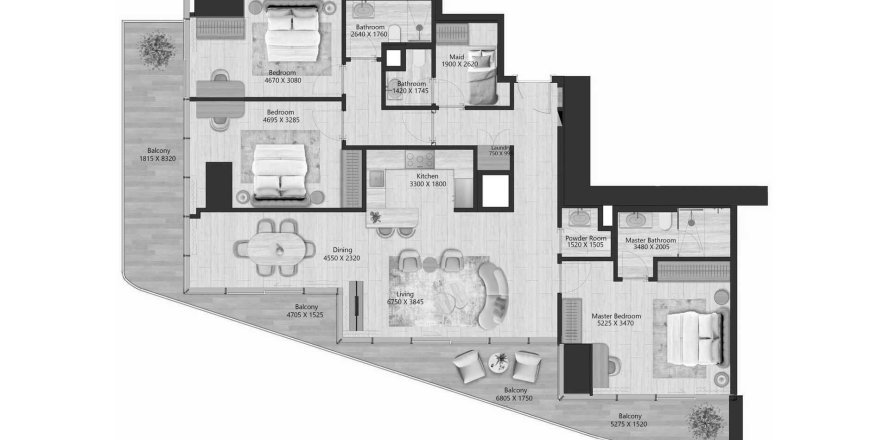 Appartement à IL Vento à Maritime City, Dubai, 3 chambres, 179.24 m², № 70052