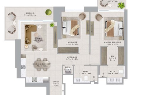 Apartment in Dubai Creek Harbour (The Lagoons), Dubai 2 bedrooms, 117 sq.m. № 137828 - photo 15