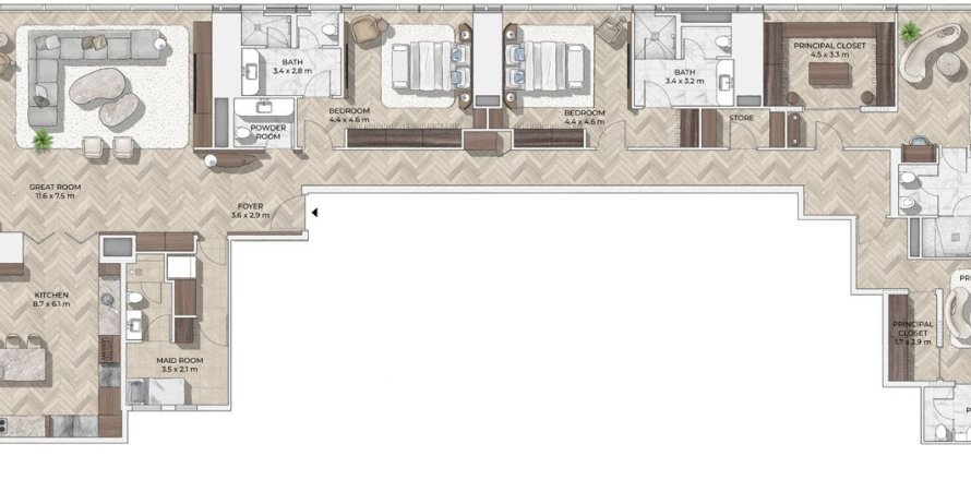 Apartamento en Mr.C Residences Downtown en City Walk, 4 dormitorios, 490 m², № 31490
