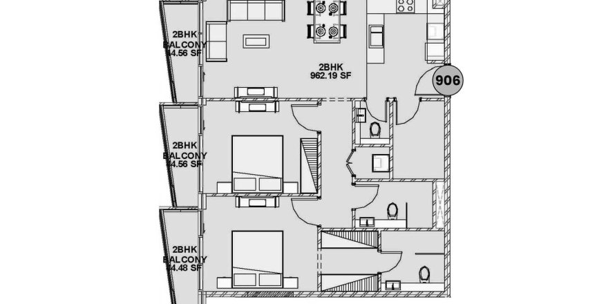 Apartment in Gateway by Premier Choice in Jumeirah Village Circle, Dubai 2 bedrooms, 100.89 sq.m. № 31160