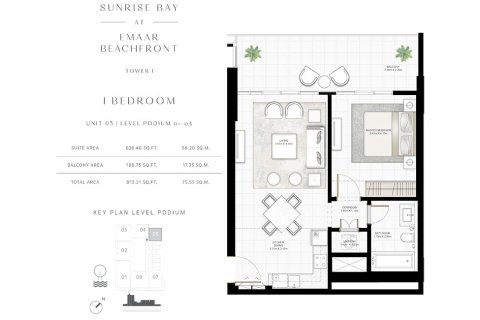 Apartment in SUNRISE BAY in EMAAR Beachfront, Dubai Harbour, Dubai 1 bedroom, 67 sq.m. № 103985 - photo 8