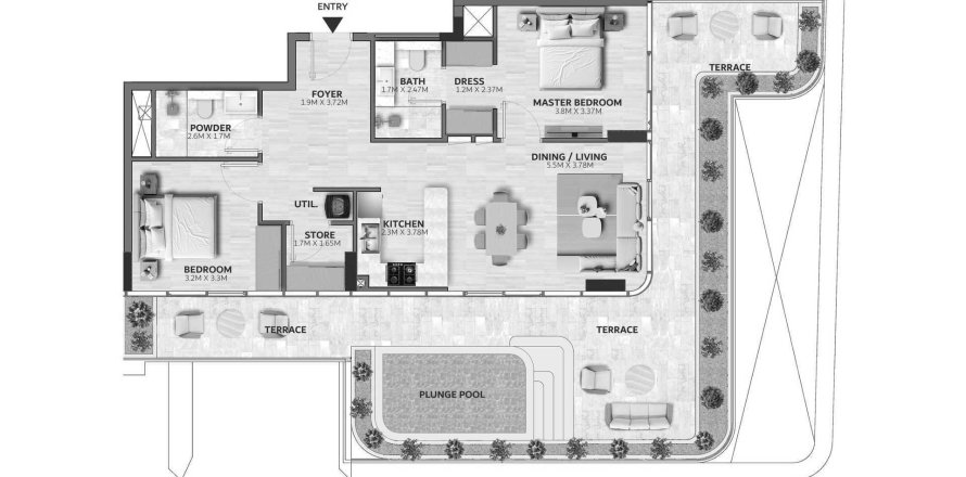 Appartement à Vedaire Residences à Meydan, Dubai, 2 chambres, 154 m², № 47408