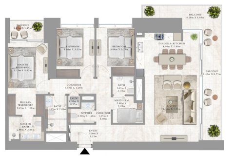 شقة في PALACE RESIDENCES في خور دبي, دبي 1غرف نوم, 68 م² رقم 104007 - صورة 2
