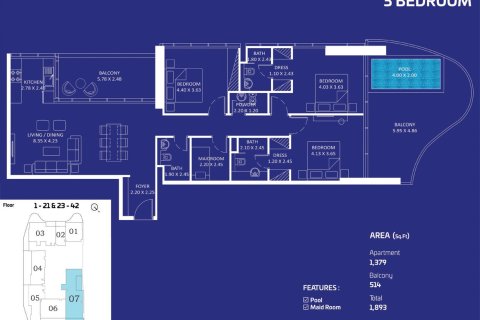Apartment in Maritime City, Dubai studio, 40 sq.m. № 103680 - photo 2