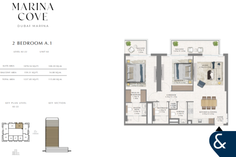 Apartamento en Dubai Marina, Dubai, 2 dormitorios, 115 m², № 75107 - foto 8