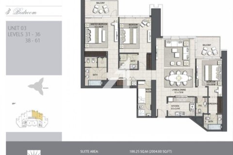 Снять в аренду квартиру в The Address Residence Fountain Views, Даунтаун Дубай (Даунтаун Бурдж Дубай), Дубай: 3 спальни, 202.6м², № 56046 - фото 33