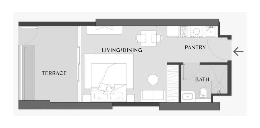 Квартира в Chelsea Gardens в Аль-Сатве, Дубай, студия, 44.69м², № 31434