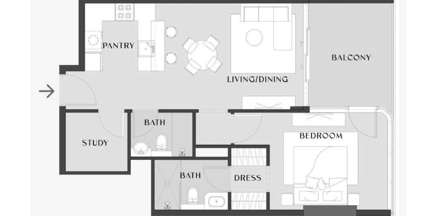 Квартира в Chelsea Gardens в Аль-Сатве, Дубай, 1 спальня, 73м², № 31438