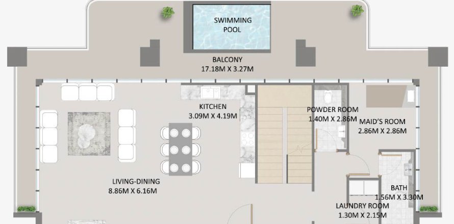 Дуплекс в Primero Residences в Al Furjan, Дубай, 3 спальни, 309.29м², № 31287