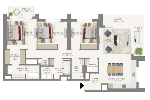 Apartamento en Dubai Creek Harbour, Dubai Creek Harbour (The Lagoons), Dubai, 1 dormitorio, 65 m², № 103721 - foto 9