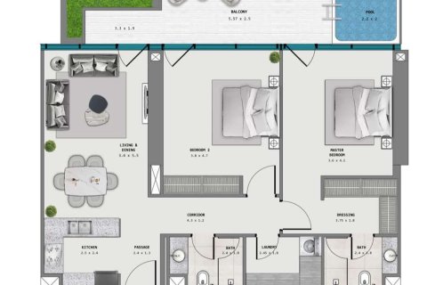 Apartment in Majan, Dubai 2 bedrooms, 116.3 sq.m. № 90292 - photo 9