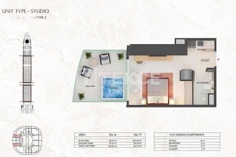 Appartement à Dubai, studio, 37 m², № 137713 - photo 10