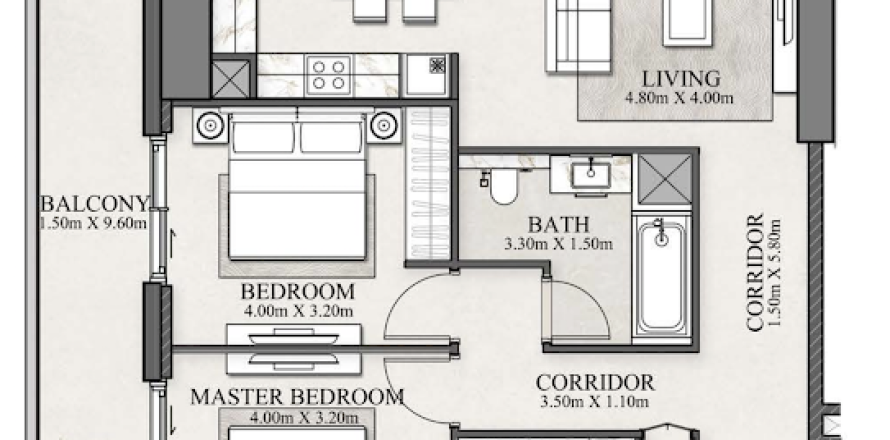 Apartment in BEACHGATE BY ADDRESS in EMAAR Beachfront, Dubai 2 bedrooms, 128 sq.m. № 31054